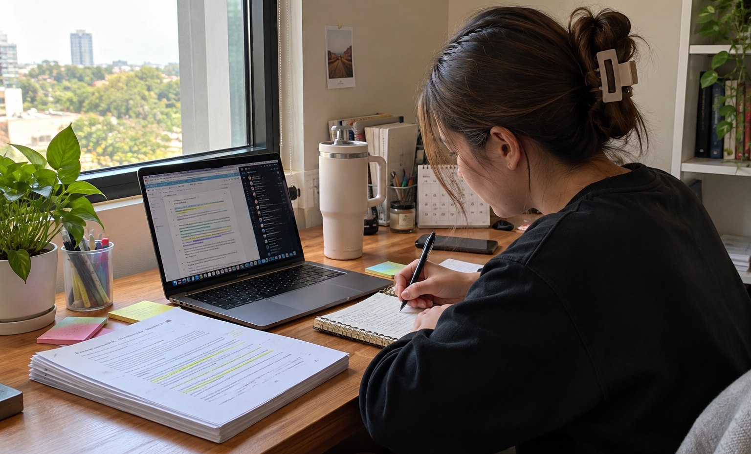 cozy window side study session