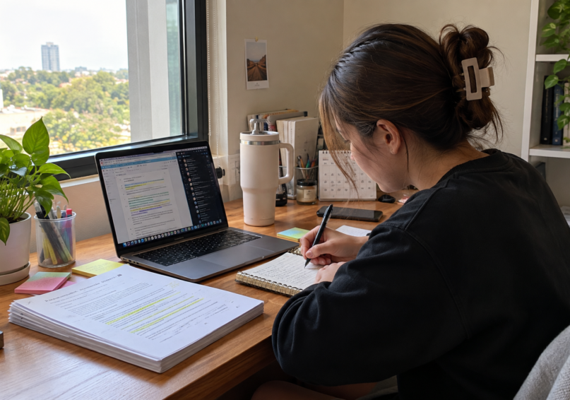 cozy window side study session