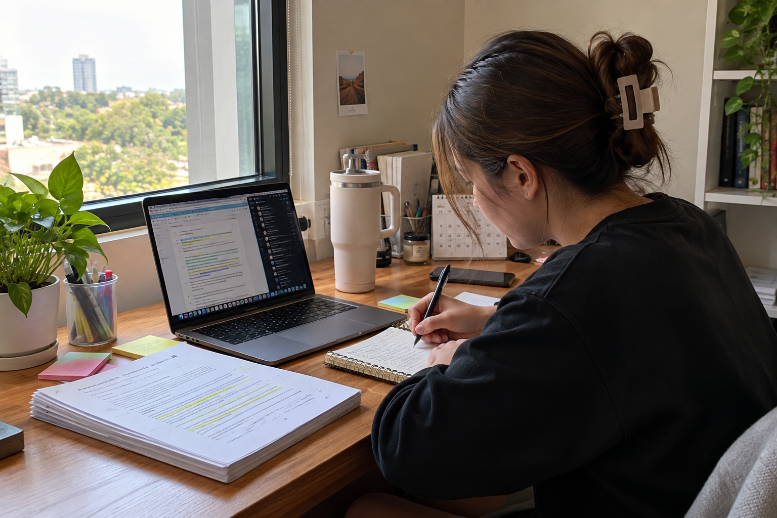 cozy window side study session